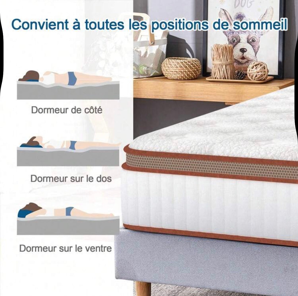 Matelas 140x200 - épaisseur 26cm - hybride