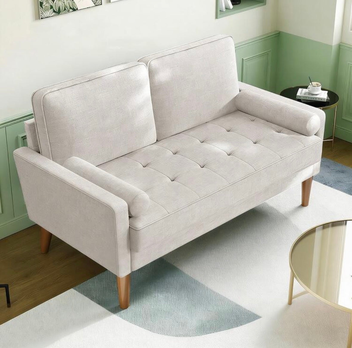 Two-seater sofa with soft fabric
