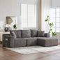 Canapé d'angle modulaire 102 pouces, gris sans armature avec porte-gobelets, forme en L avec assise profonde
