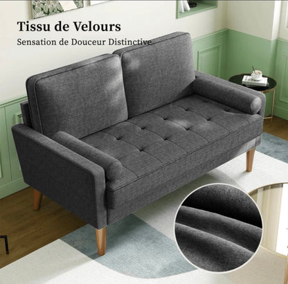 Two-seater sofa with soft fabric