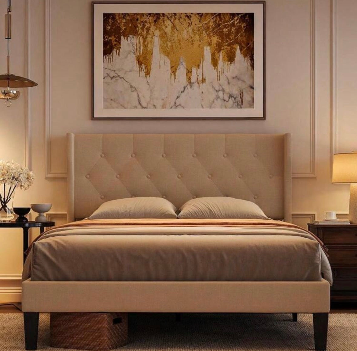 Easy-assembly upholstered bed