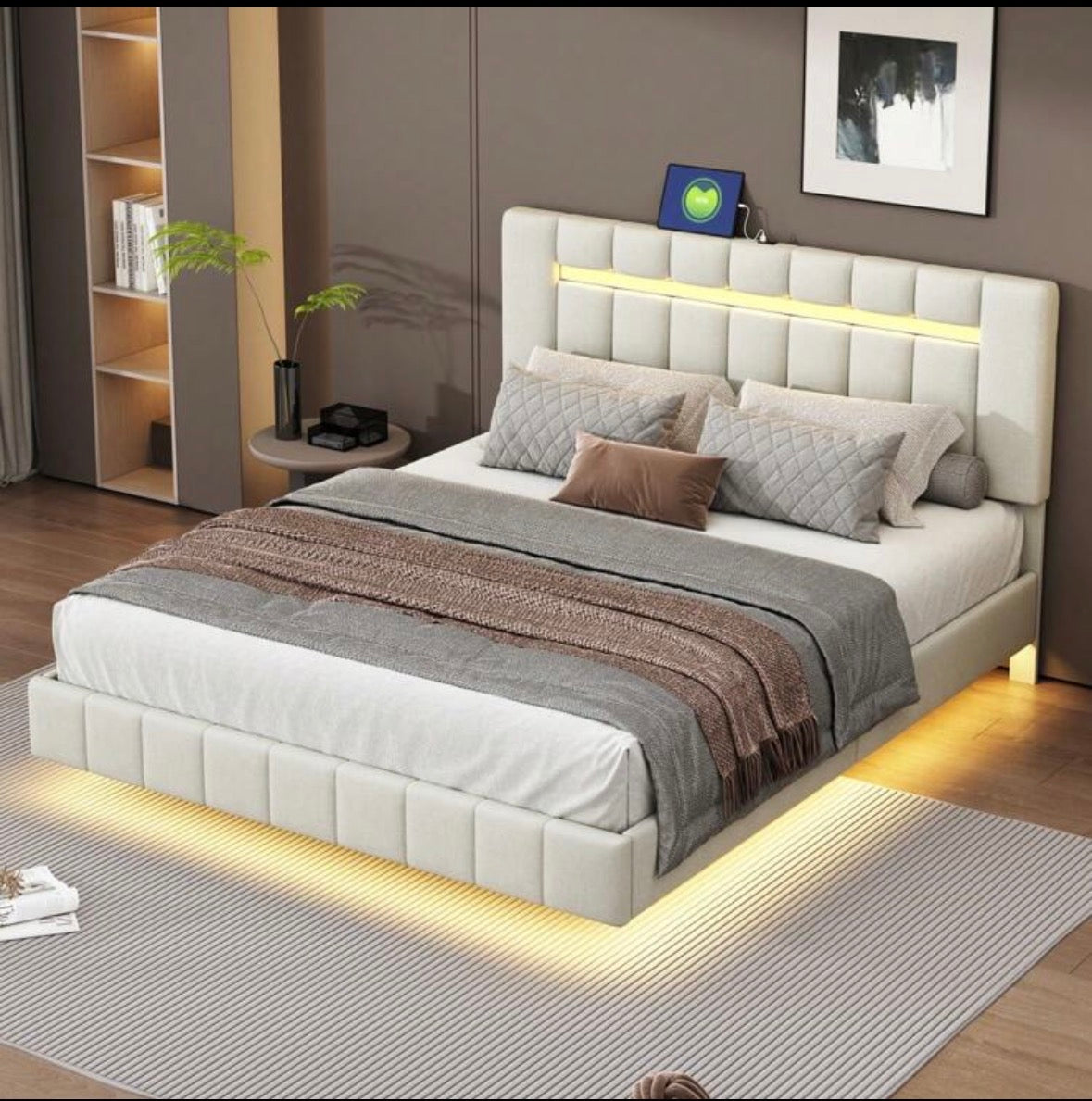 Light-up bed with USB port 160x200