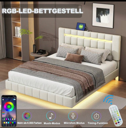 Light-up bed with USB port 160x200