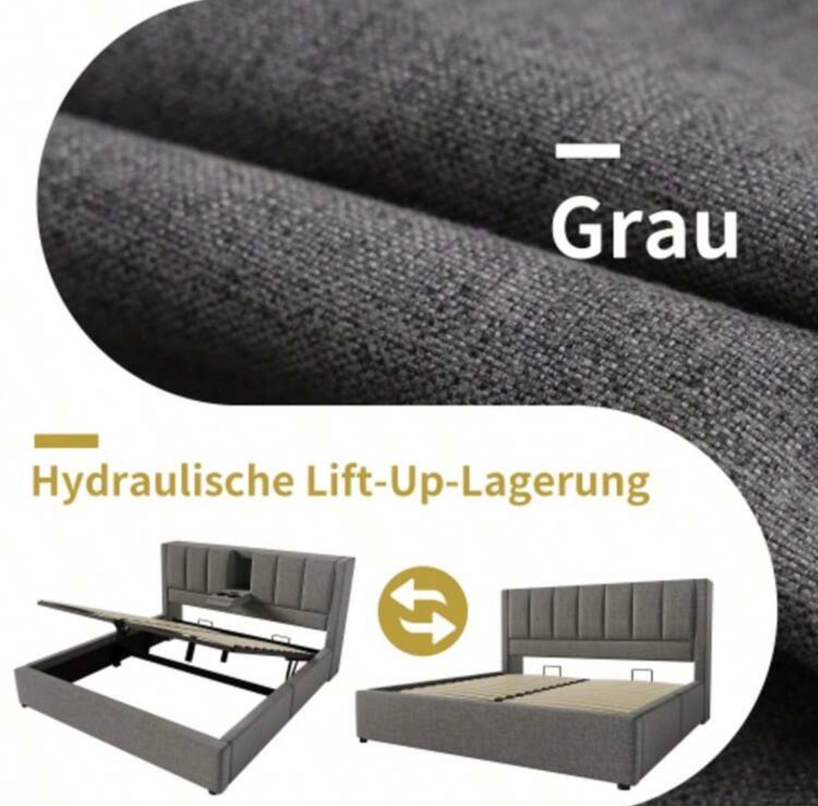 German storage bed (integrated drink holders, USB ports)