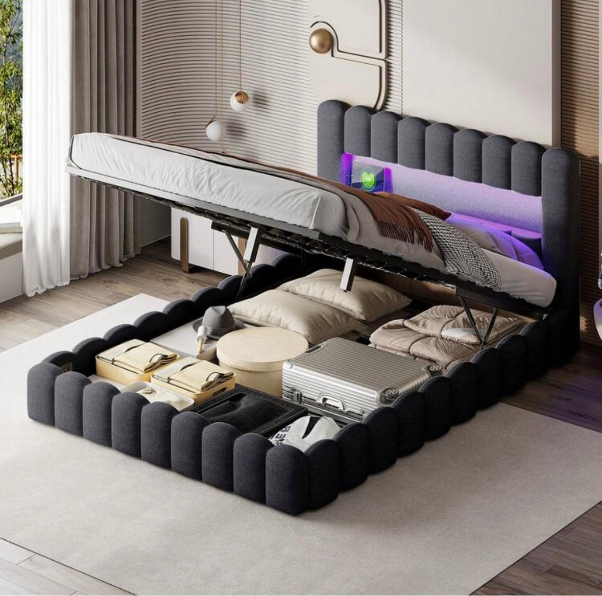 Cloud luminous storage bed