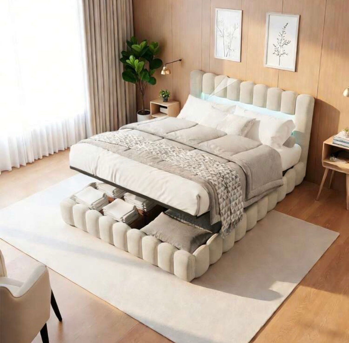 Cloud luminous storage bed