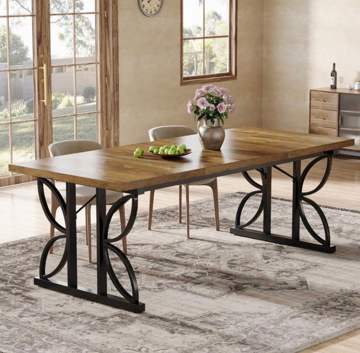 Rectangular dining table for 6 to 8 people
