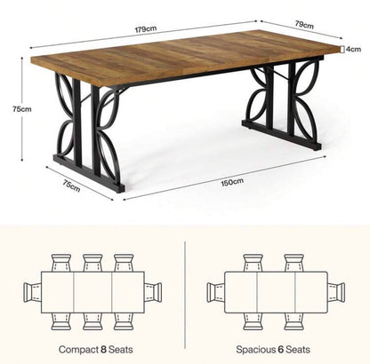 Rectangular dining table for 6 to 8 people