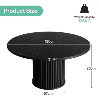 Black round dining table 120cm 4 persons