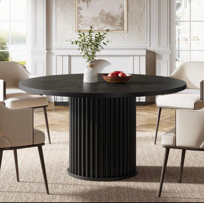 Black round dining table 120cm 4 persons