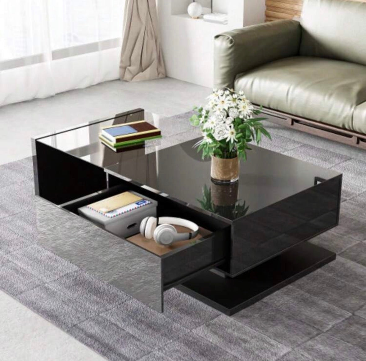 Glass-top coffee table, for a luxurious corner