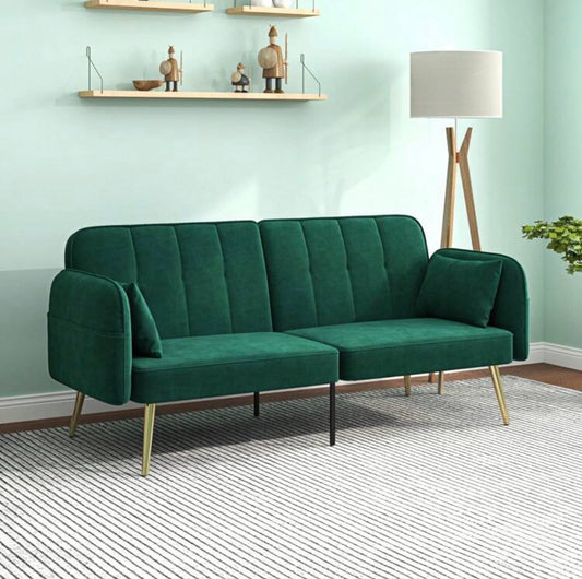 2-seater clic-clac sofa (pine green) cushions included