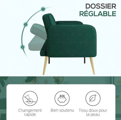 2-seater clic-clac sofa (pine green) cushions included