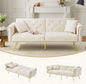 Velvet sofa bed with adjustable backrest and metal legs