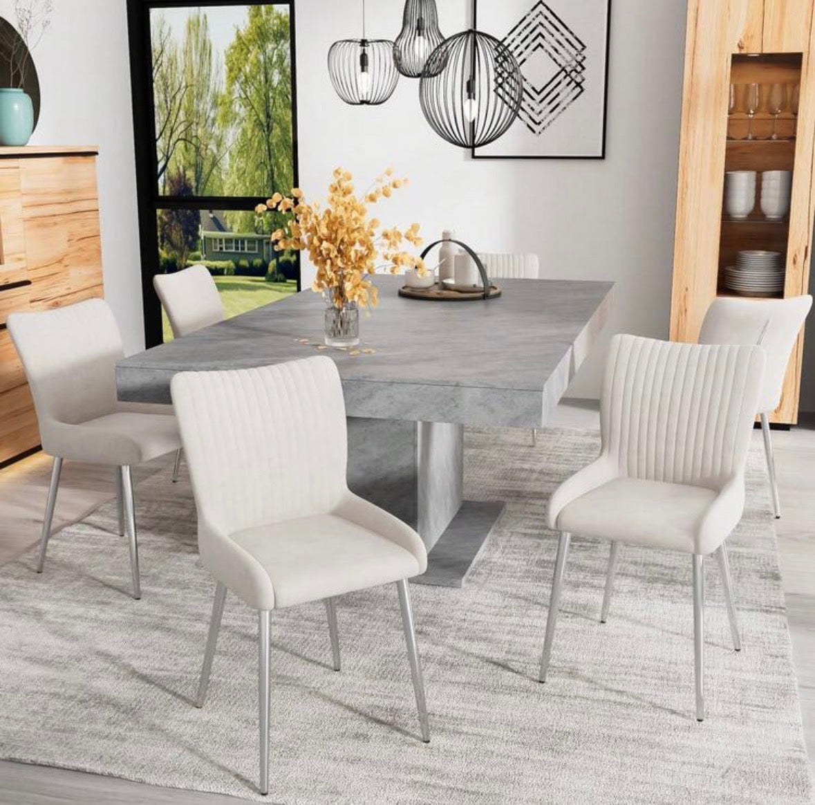 Set of dining chairs.