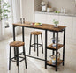 Ensemble de bar mange-de debout 3 pièces avec table avec armoire de rangement ouverte et chaises