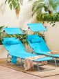 Ensemble de 2 chaises longues pliables avec pare-soleil