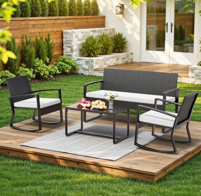 Ensemble de jardin en rotin 4 pièces