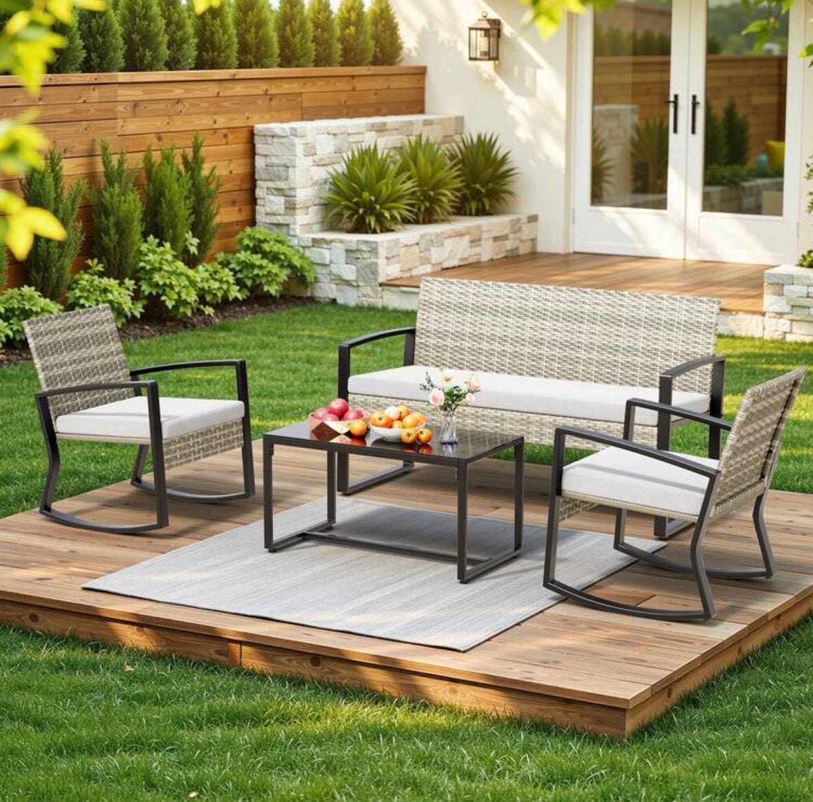 Ensemble de jardin en rotin 4 pièces