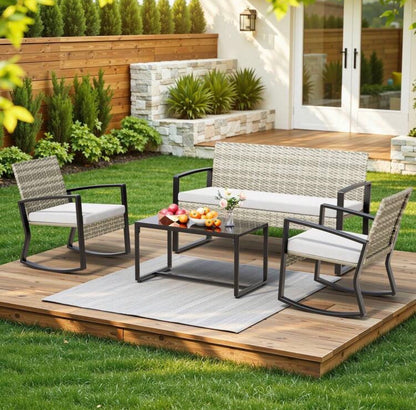 Ensemble de jardin en rotin 4 pièces